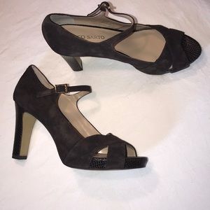 Franco Sarto Brown Peep Toe Heels Sz 8.5.